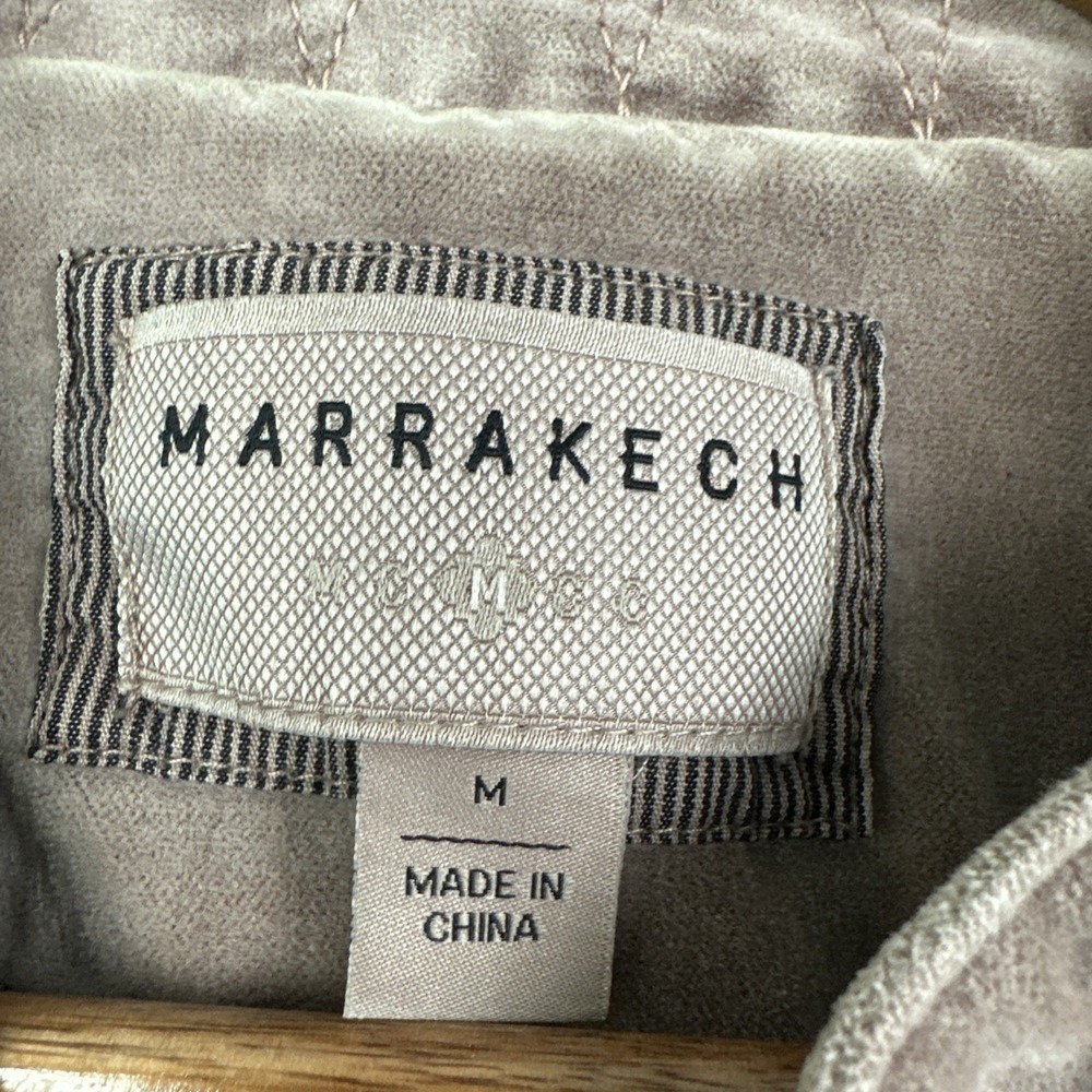 Marrakech Moto Velvet‎ Jacket Pink/Gray Collared Zip Pockets Size Medium - Picture 3 of 8